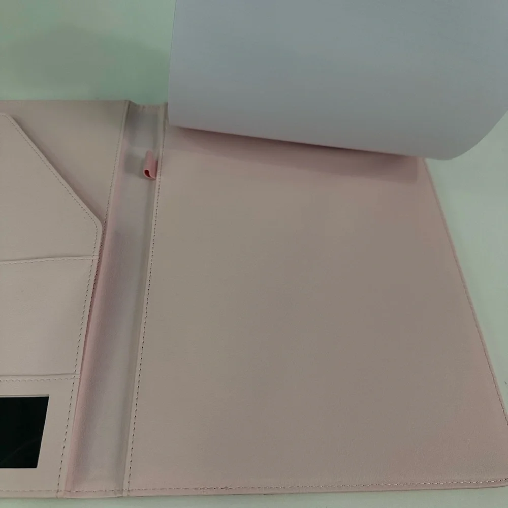 Eccolo Pink, Gold, Silver, Gray Marble Padfolio with Legal Pad, Pen Holder Loop